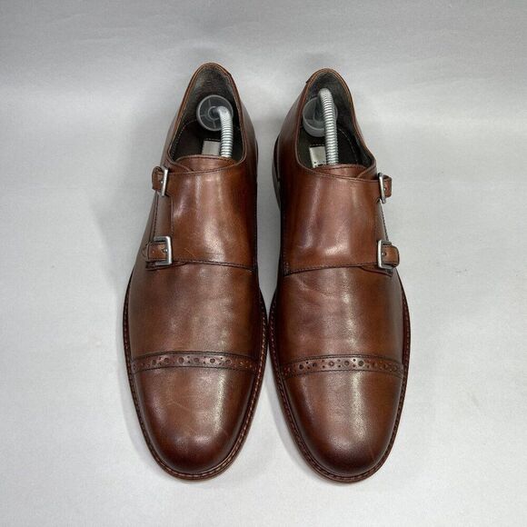 Joseph Abboud Glenn Double Monk Strap 11.5M Brown Leather Brogue Cap Toe Oxfords Joseph Abboud Glenn Monkstrap‎ Cap Toe Brown Leather Oxfrod  main image 2